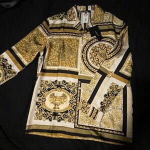Versace Shirt New With Tags 100% Silk Pajama Shirt XL